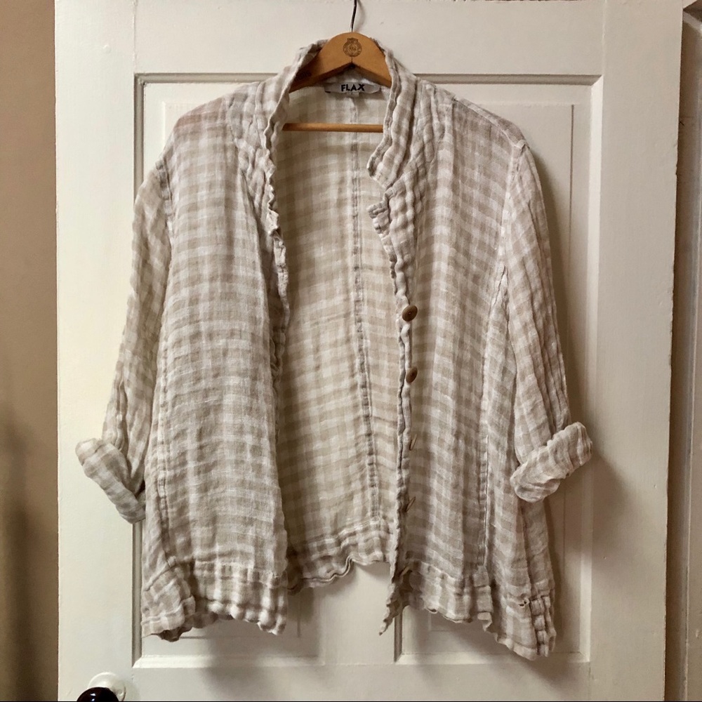Flax Linen Button Top Boxy Jacket